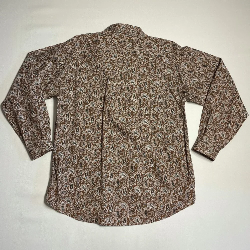 Cinch Shirt Men's Large Brown 100% Cotton Paisley Long Sleeve Button Up Western - Picture 11 of 13